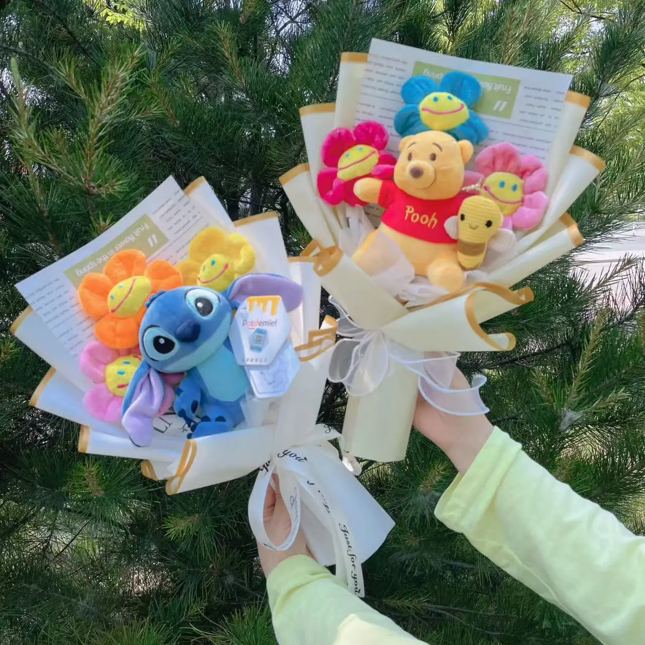 Genuine Winnie The Pooh Stitch Pikachu Plush Dolls With Sunflowers Creative Flower Bouquets Christmas Birthday Gifts For Girls
Genuine Winnie The Pooh Stitch Pikachu Plush Dolls With Sunflowers Creative Flower Bouquets Christmas Birthday Gifts For Girls