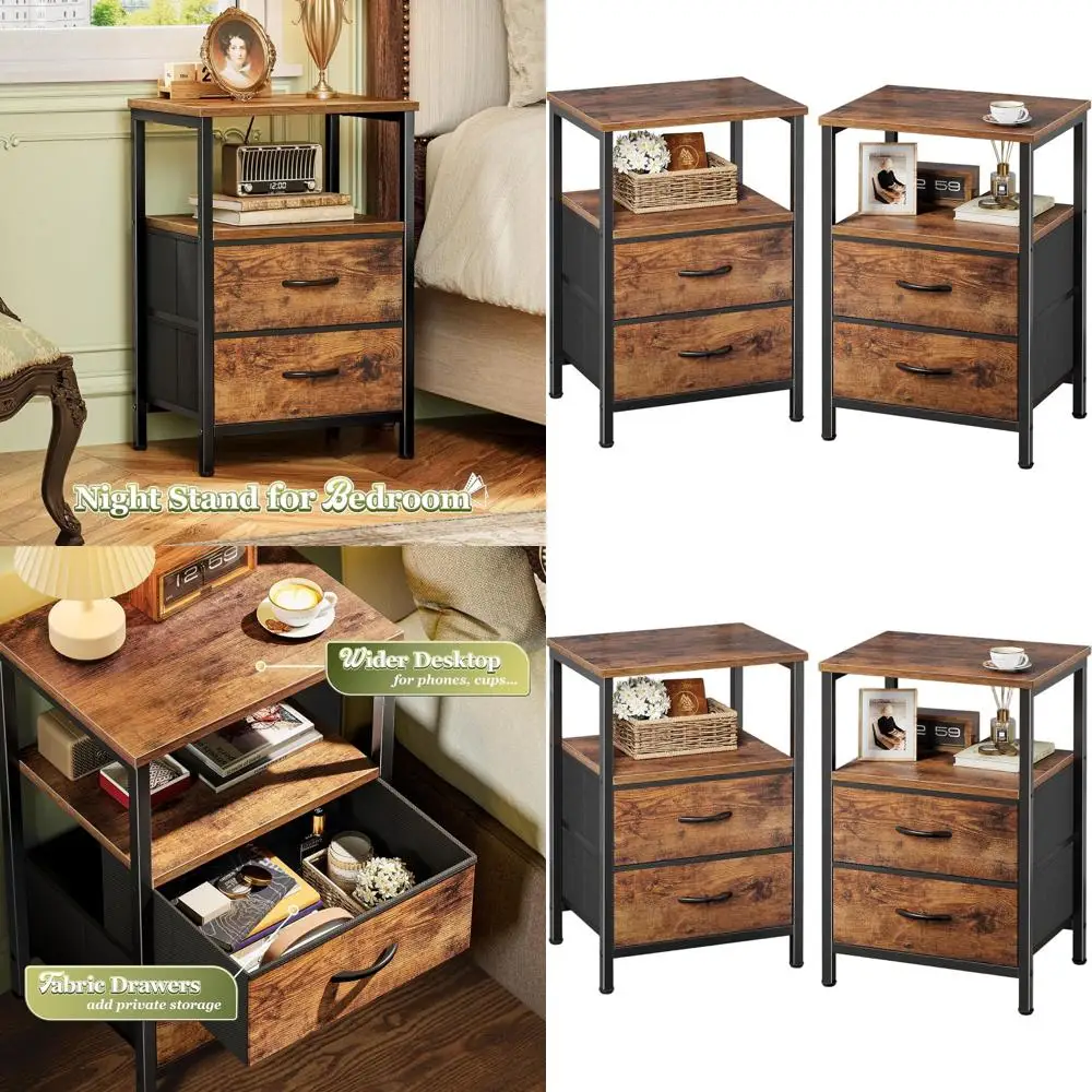 Rustic Brown Wooden 2-Drawer Nightstands with Open Shelf, Set of 2, for Bedroom, End Table
Rustic Brown Wooden 2-Drawer Nightstands with Open Shelf, Set of 2, for Bedroom, End Table