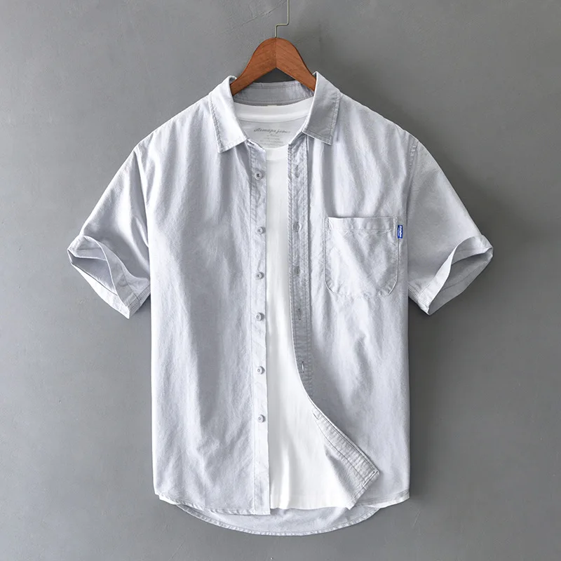 T215 Fashionable Men'S Shirts Summer Oxford Short Sleeved Casual Lapel Loose Solid Color Business Good Quality Shirt For Male
T215 Fashionable Men'S Shirts Summer Oxford Short Sleeved Casual Lapel Loose Solid Color Business Good Quality Shirt For Male