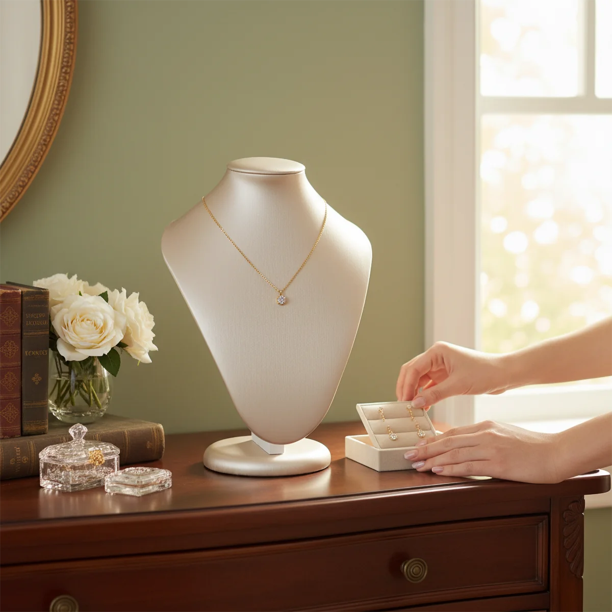 Подставка для ювелирных изделий из искусственной кожи цвета шампанского, устойчивая основа для ожерелья оптимальной высоты 28 см, идеально подходит для магазина
Подставка для ювелирных изделий из искусственной кожи цвета шампанского, устойчивая основа для ожерелья оптимальной высоты 28 см, идеально подходит для магазина