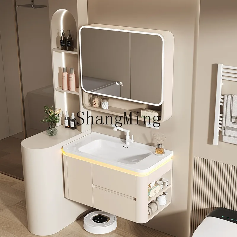 ZHB arc cream wind honeycomb aluminum bathroom combination with side storage cabinet bathroom integrated ceramic basin sink
ZHB arc cream wind honeycomb aluminum bathroom combination with side storage cabinet bathroom integrated ceramic basin sink