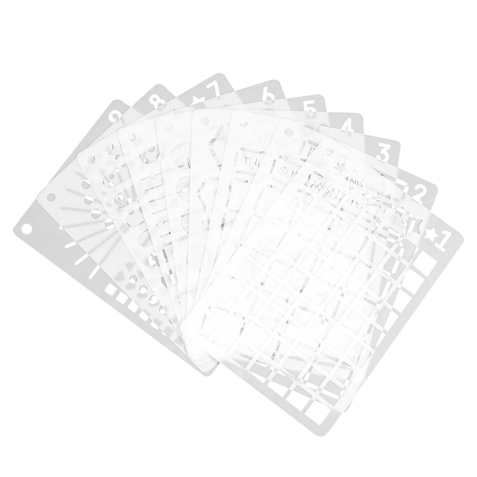 24 Pcs Drawing Templates Craft Journal Stencil Hollow White Plastic DIY Graffiti Scrapbook Supplies Layout Design Painting
24 Pcs Drawing Templates Craft Journal Stencil Hollow White Plastic DIY Graffiti Scrapbook Supplies Layout Design Painting