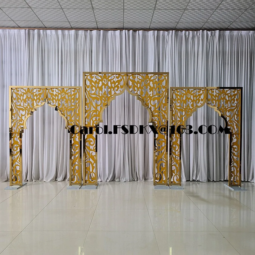 Wholesale Set of 3 Wedding Arch Shiny Golden Metal Iron Arch Wedding Events Stage Backdrop Decoration
Wholesale Set of 3 Wedding Arch Shiny Golden Metal Iron Arch Wedding Events Stage Backdrop Decoration