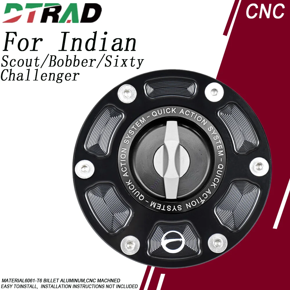 Для Indian Scout/Bobber/Sixty 2016-2024 Challenger 2020-2023 мотоциклетная крышка топливного бака без ключа с ЧПУ, крышка бензобака быстрого действия