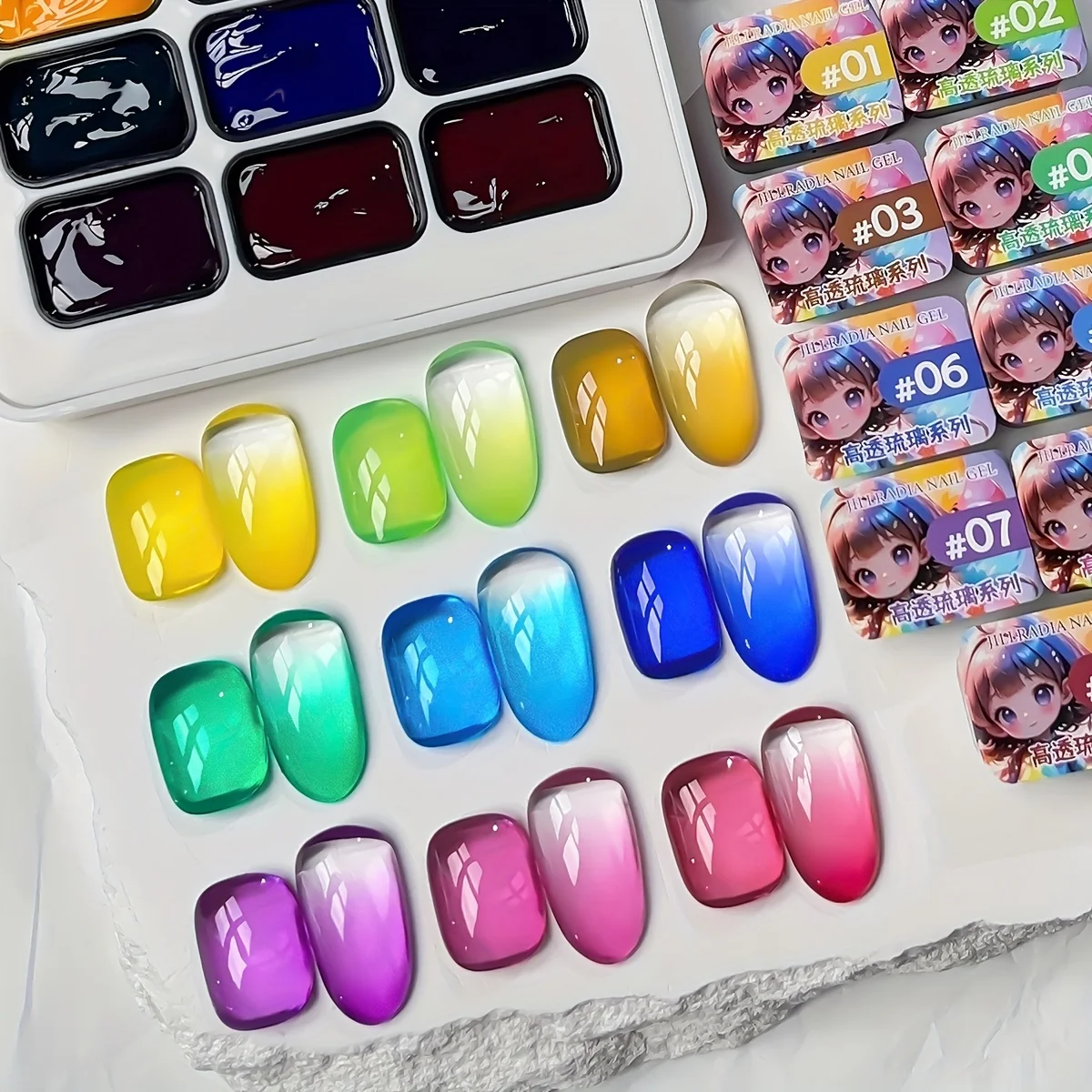 Crystal Clear 9-Colors Nail Gel Polish Set, High Transparency Glass Like Effect with Vivid Colors for Home Salon
Crystal Clear 9-Colors Nail Gel Polish Set, High Transparency Glass Like Effect with Vivid Colors for Home Salon