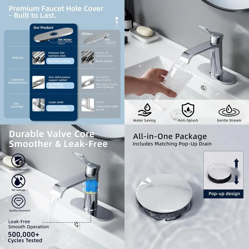 Modern 1-Hole Waterfall Bathroom Sink Faucet with Pop-Up Drain, Lead-Free Single Handle Vanity Fixture
Modern 1-Hole Waterfall Bathroom Sink Faucet with Pop-Up Drain, Lead-Free Single Handle Vanity Fixture