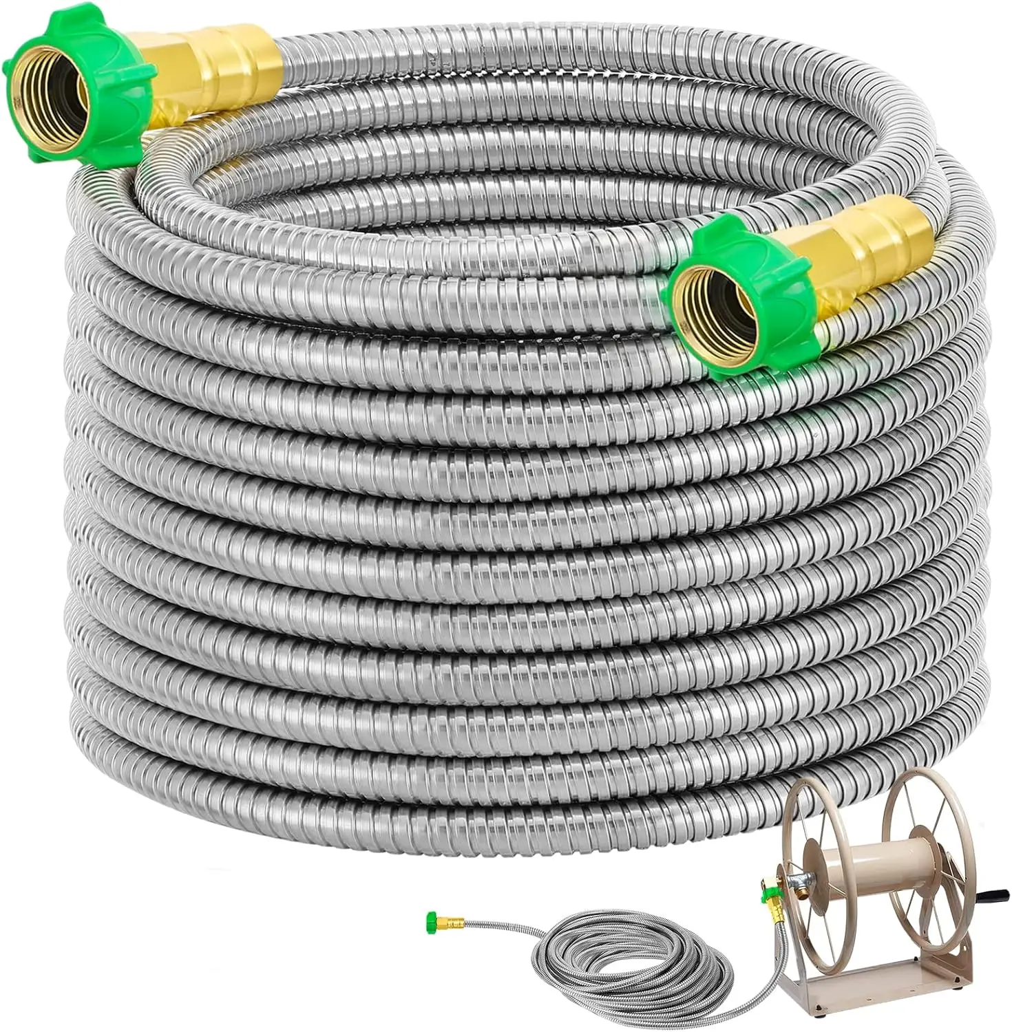 Garden Hose with Female to Female Connector - 50ft Metal Leakproof Leader Hose for Reel, Heavy Duty 304 Stainless Steel Flexi
Garden Hose with Female to Female Connector - 50ft Metal Leakproof Leader Hose for Reel, Heavy Duty 304 Stainless Steel Flexi