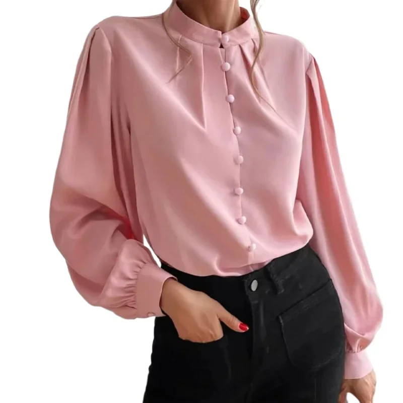 Women's shirt 2024 spring new elegant solid color lapel long sleeve single row button loose blouse
Women's shirt 2024 spring new elegant solid color lapel long sleeve single row button loose blouse