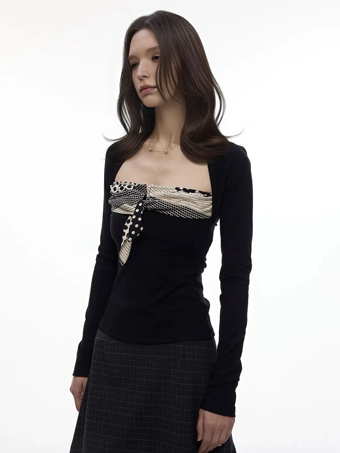 American Style Hot Girl Polka Dot Patchwork Fake Two-Piece Slimming Long Sleeve T-Shirt Sexy Chic Ladylike Spring Fashion
American Style Hot Girl Polka Dot Patchwork Fake Two-Piece Slimming Long Sleeve T-Shirt Sexy Chic Ladylike Spring Fashion