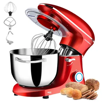 6Qt Electric Food Stand Mixer,660W,6-Speeds Tilt-Head Dough Mixers with Dishwasher-Safe Dough Hook & Wire Whip & Beater