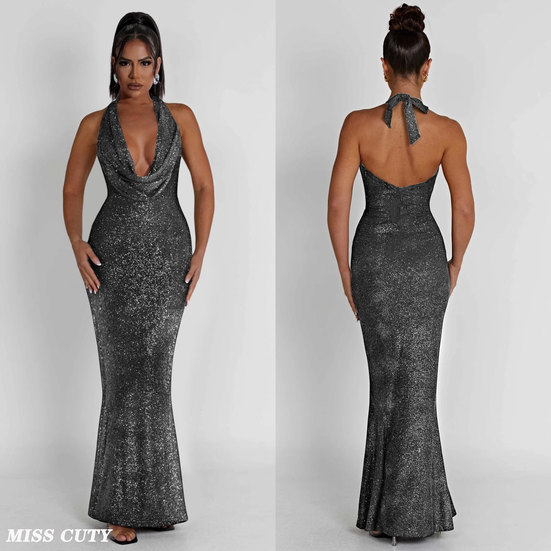 Women's V Neck Halter Dress Sexy Club Wear Party Bodycon Fashion Evening Dresses Elegant Winter Luxury Silver Dresses 2023
Women's V Neck Halter Dress Sexy Club Wear Party Bodycon Fashion Evening Dresses Elegant Winter Luxury Silver Dresses 2023