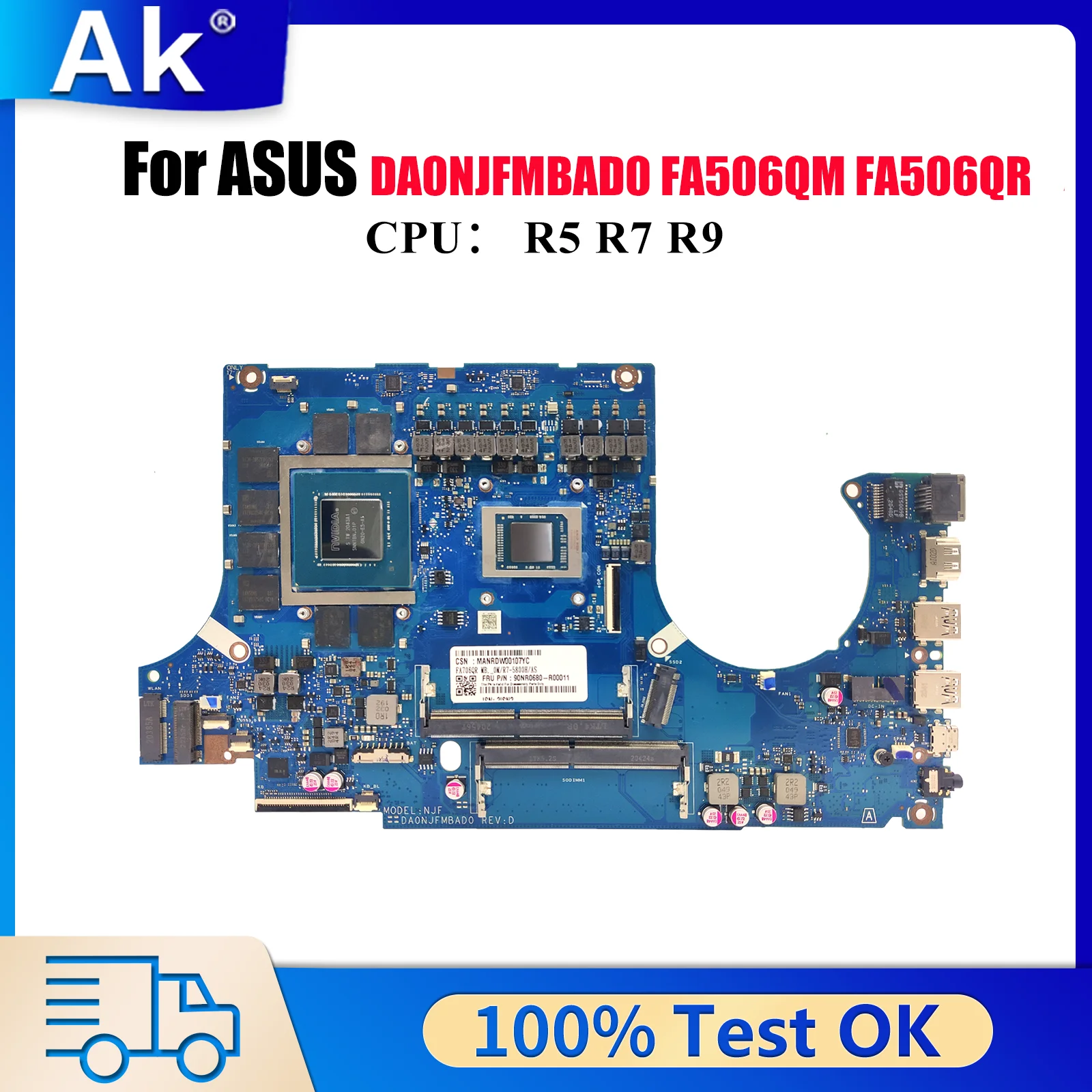 DA0NJFMBAD0 Материнская плата для ноутбука ASUS TUF Gaming FA506Q FA506QM FA506QR Материнская плата для ноутбука с процессором R5 R7 R9 100% tests OK stk
DA0NJFMBAD0 Материнская плата для ноутбука ASUS TUF Gaming FA506Q FA506QM FA506QR Материнская плата для ноутбука с процессором R5 R7 R9 100% tests OK stk
