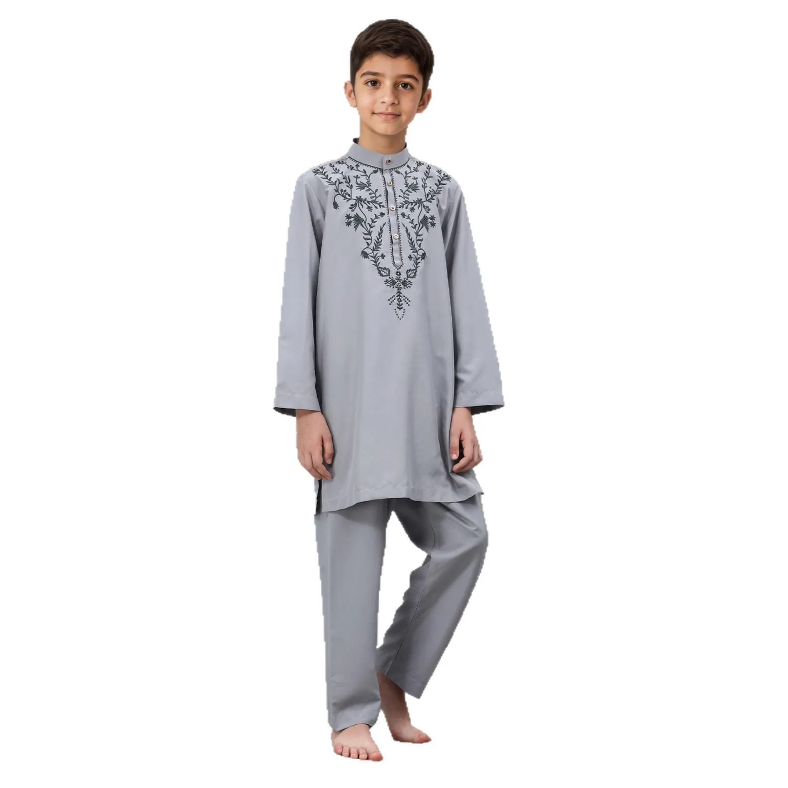 Stand Collar Embroidery 2PCS Boys Muslim Outfit Long Sleeve Top Pants Kids Arabic Jubba Thobe Middle East Traditional Islamic
Stand Collar Embroidery 2PCS Boys Muslim Outfit Long Sleeve Top Pants Kids Arabic Jubba Thobe Middle East Traditional Islamic