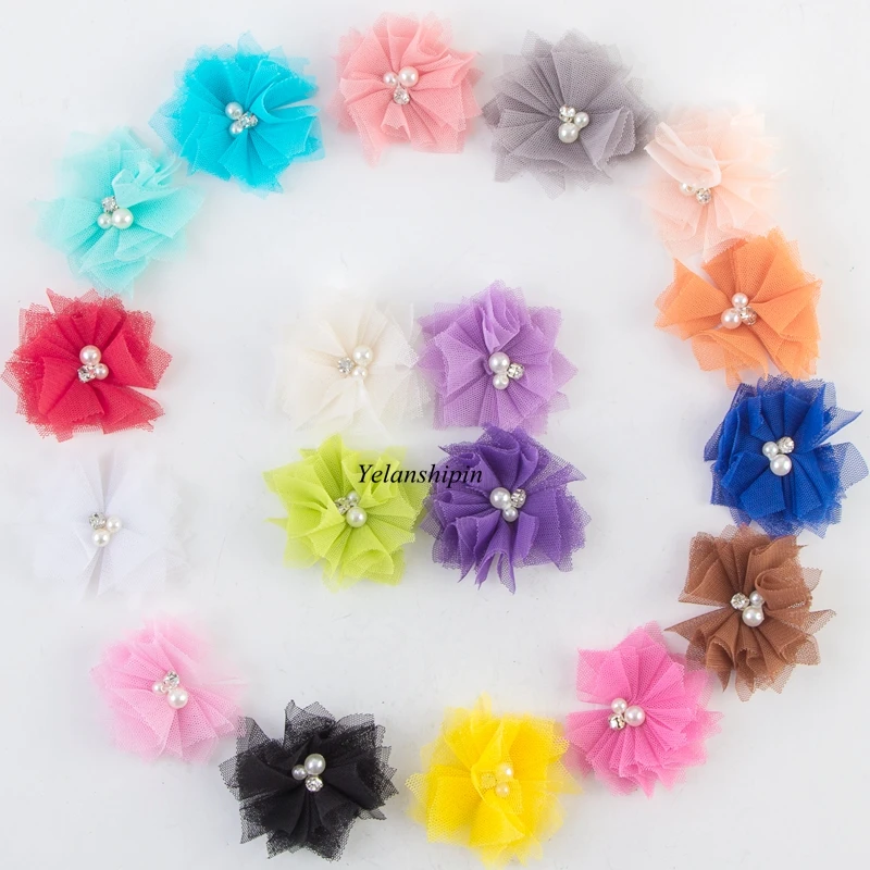 50pcs/lot 6.5cm DIY Wholesale Mesh Hair Flowers Clips With Rhinestones+Pearls Artificial Fabric Flowers For Girls Kids Headbands
50pcs/lot 6.5cm DIY Wholesale Mesh Hair Flowers Clips With Rhinestones+Pearls Artificial Fabric Flowers For Girls Kids Headbands