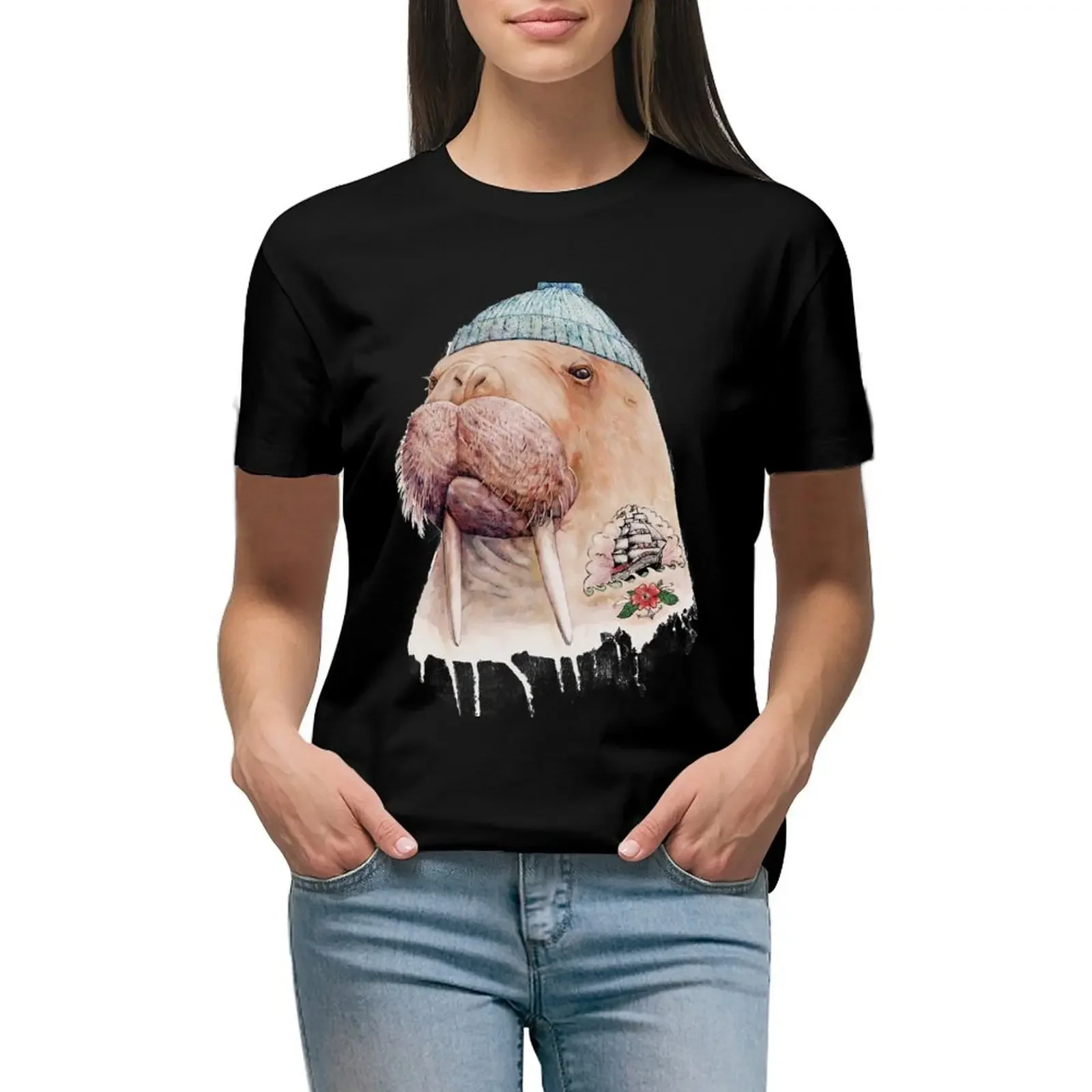 Tattooed Walrus T-Shirt plus sizes quick-drying cute clothes tees t shirt for Women 
Tattooed Walrus T-Shirt plus sizes quick-drying cute clothes tees t shirt for Women