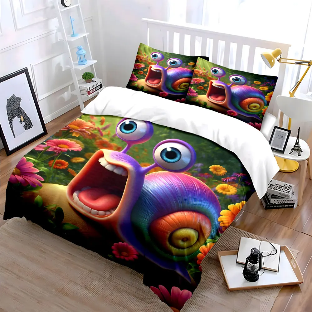 "Vibrant Snail Garden Adventure Set" Exquisite three-piece bedding set gift for kids and adults
"Vibrant Snail Garden Adventure Set" Exquisite three-piece bedding set gift for kids and adults