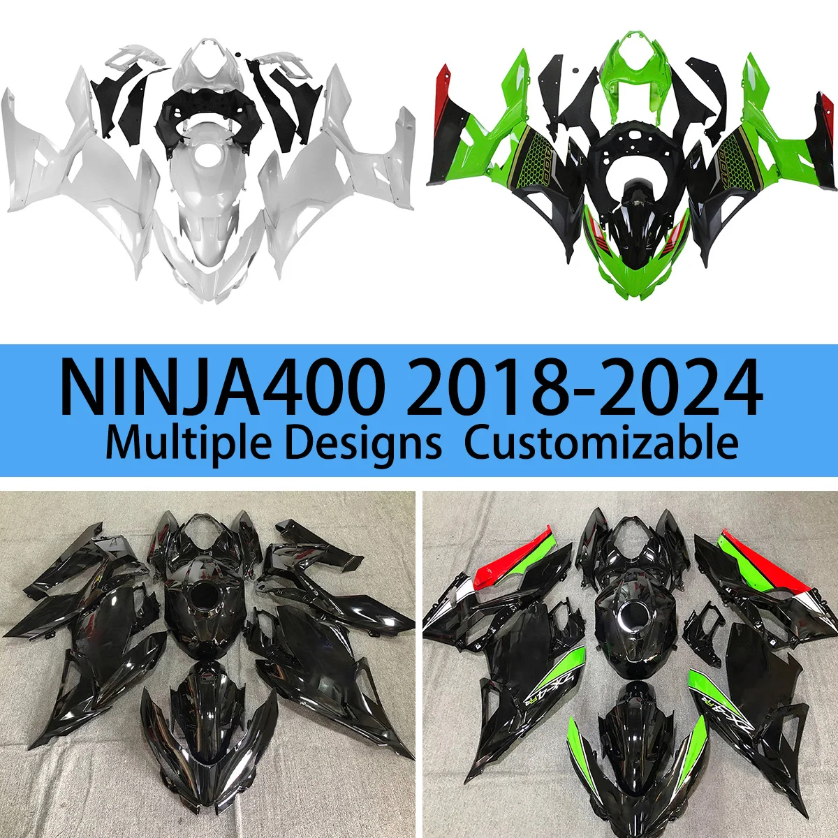 ABS Fairings Fit NINJA400 2018 2019 2020 2021 2022 2023 2024 Injection Complete Fairing Set Bodywork Kit for KAWASAKI EX400R
ABS Fairings Fit NINJA400 2018 2019 2020 2021 2022 2023 2024 Injection Complete Fairing Set Bodywork Kit for KAWASAKI EX400R
