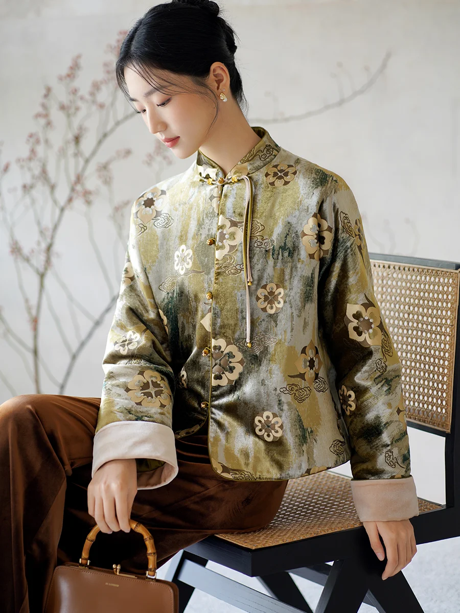 Ele Traditional Chinese Sle Velvet Jaet for Women 00% Silk Long Sve Stand Collar Thiened Winter Faion
Ele Traditional Chinese Sle Velvet Jaet for Women 00% Silk Long Sve Stand Collar Thiened Winter Faion