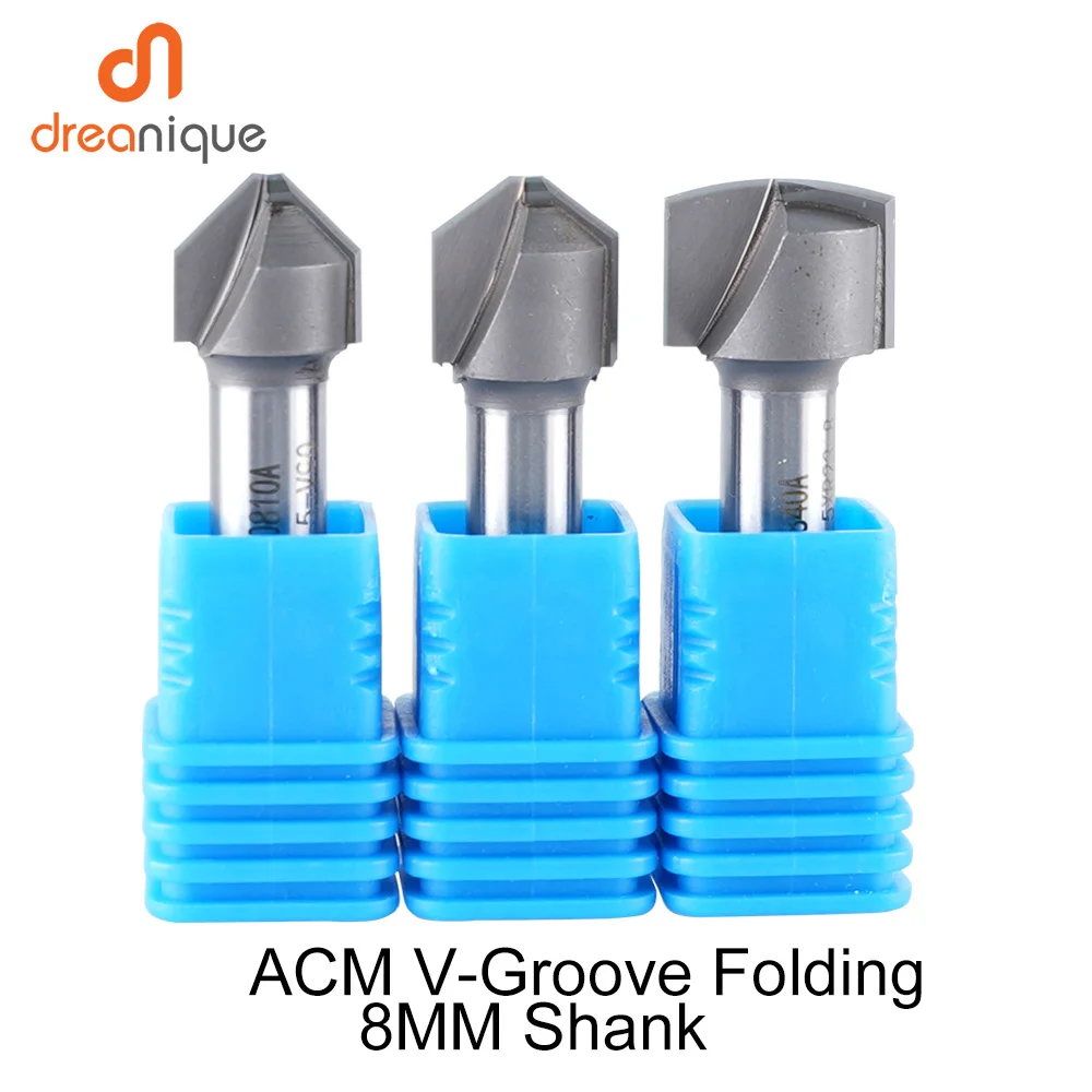 Dreanique 1pc 8mm Shank,Carbide V GROOVE bit for ACM Panels Fording,90/108 Degree Rectangular GROOVE Panel Bending Router V Bit
Dreanique 1pc 8mm Shank,Carbide V GROOVE bit for ACM Panels Fording,90/108 Degree Rectangular GROOVE Panel Bending Router V Bit