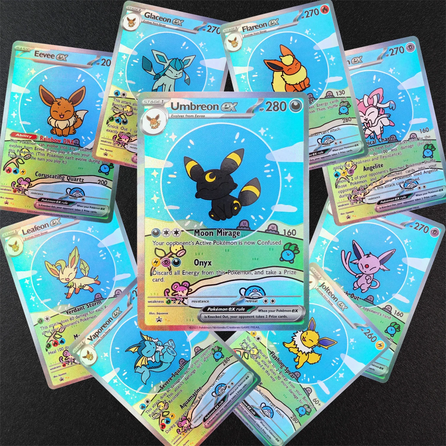 Self-made Version DIY TCG English Bubble Serie Umbreon Eevee Vaporeon Flareon Espeon Leafeon Glaceon Sylveon Game Card Toy
Self-made Version DIY TCG English Bubble Serie Umbreon Eevee Vaporeon Flareon Espeon Leafeon Glaceon Sylveon Game Card Toy