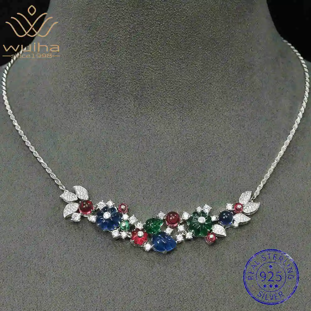 WUIHA Vintage 925 Sterling Silver Sapphire Ruby Emerald High Carbon Diamonds Gemstone Cocktail Pendant Necklaces Fine Jewelry
WUIHA Vintage 925 Sterling Silver Sapphire Ruby Emerald High Carbon Diamonds Gemstone Cocktail Pendant Necklaces Fine Jewelry