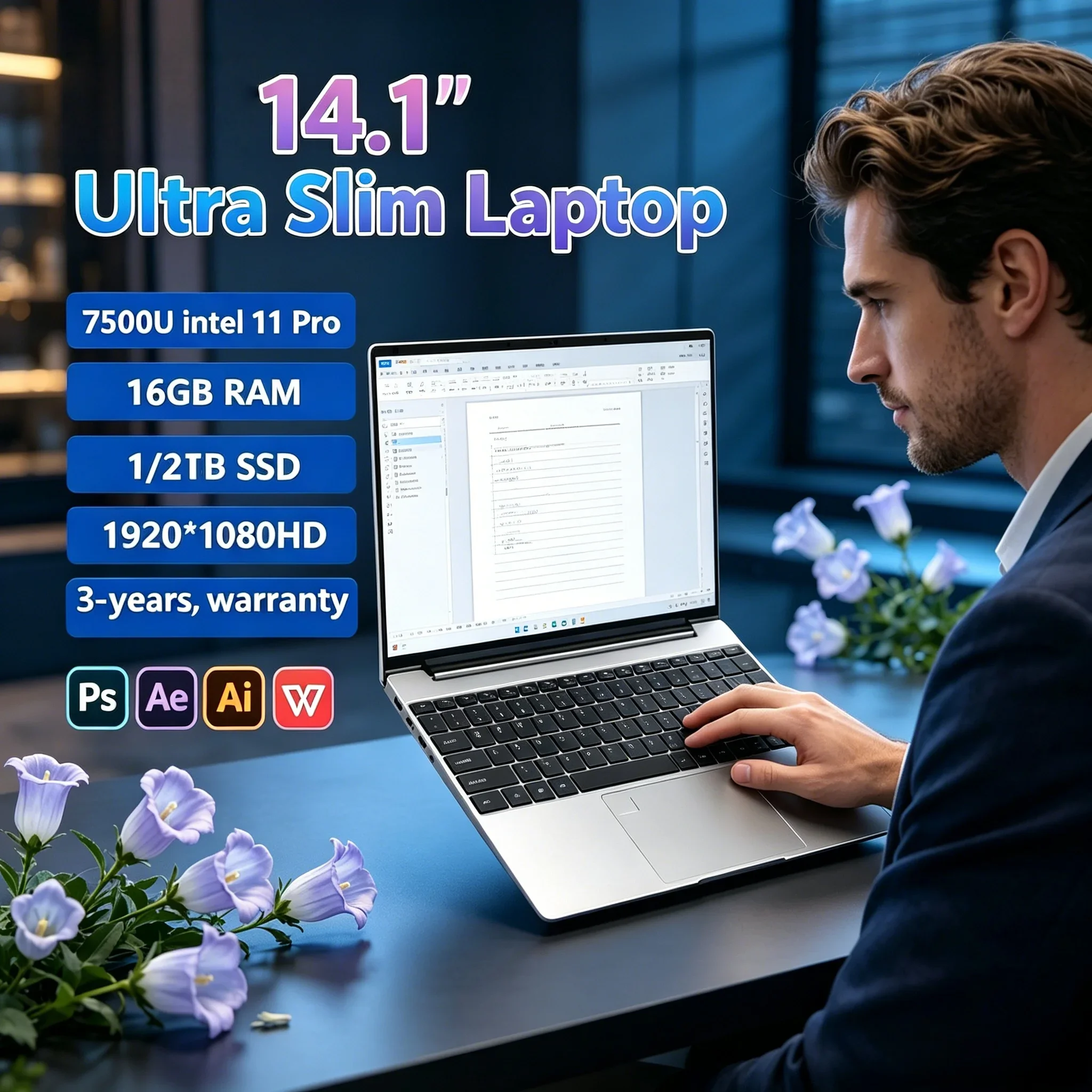 Portable 14.1" Notebook N95 120Hz High Refresh Screen 32GB+2TB SSD Fingerprint Unlock Backlit Keyboard Windows Laptop PC
Portable 14.1" Notebook N95 120Hz High Refresh Screen 32GB+2TB SSD Fingerprint Unlock Backlit Keyboard Windows Laptop PC