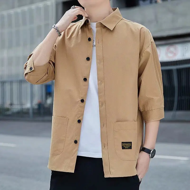 Men's Casual Loose Fit Seven Sleeve Shirt Trendy Workwear Summer Fashionable Top Outerwear Polyester Fiber Citywalk Wear
Men's Casual Loose Fit Seven Sleeve Shirt Trendy Workwear Summer Fashionable Top Outerwear Polyester Fiber Citywalk Wear