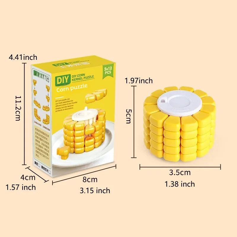 Hot Sale DIY Corn Cube Puzzle, Detachable Fidget Stress Relief Toy with Keychain & LED Light, Brain Teaser Educational Toy for K
Hot Sale DIY Corn Cube Puzzle, Detachable Fidget Stress Relief Toy with Keychain & LED Light, Brain Teaser Educational Toy for K