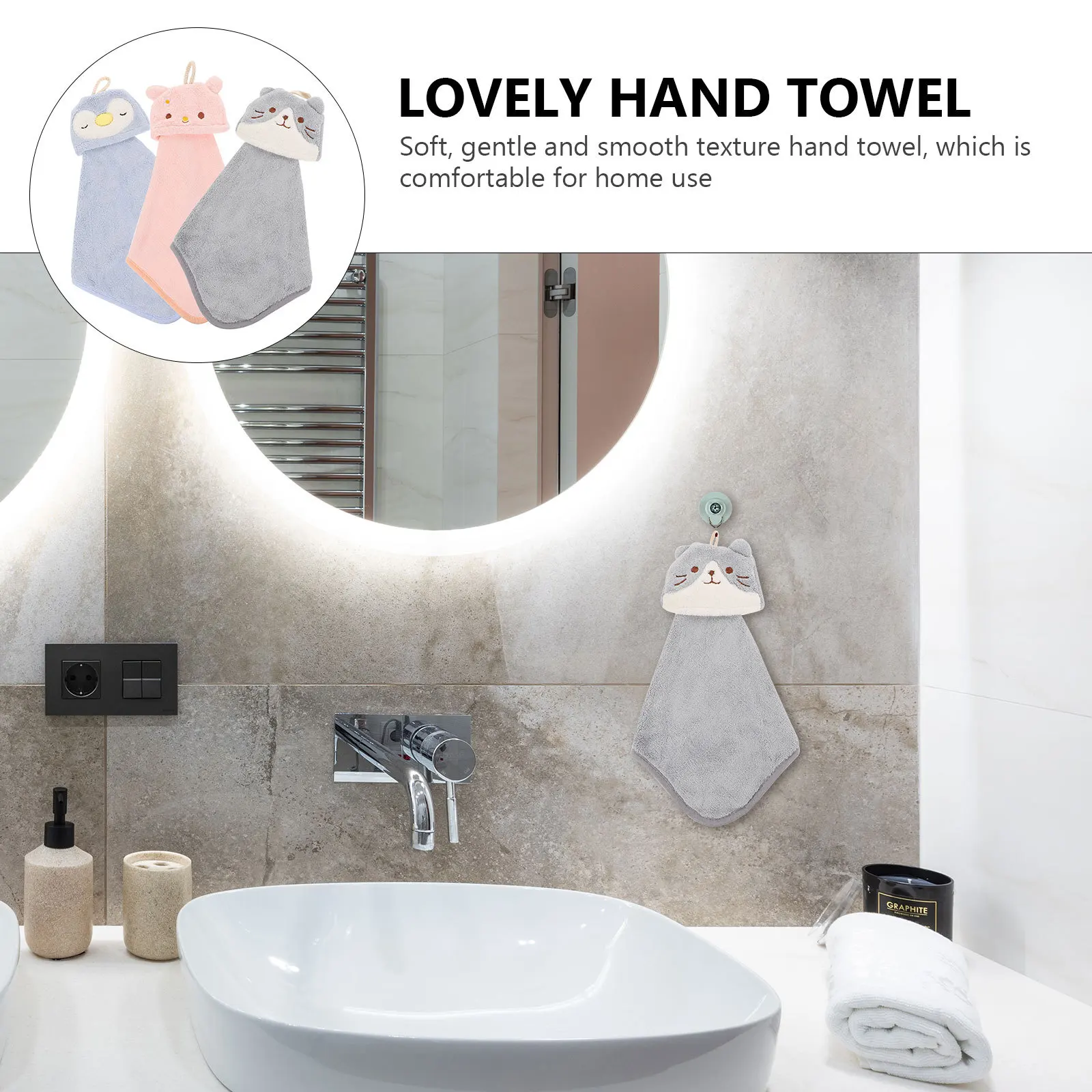 3 шт. подвесные милые полотенца для рук с героями мультфильмов, водопоглощающие удобные товары для дома, полотенца для рук, товары для дома
3 шт. подвесные милые полотенца для рук с героями мультфильмов, водопоглощающие удобные товары для дома, полотенца для рук, товары для дома