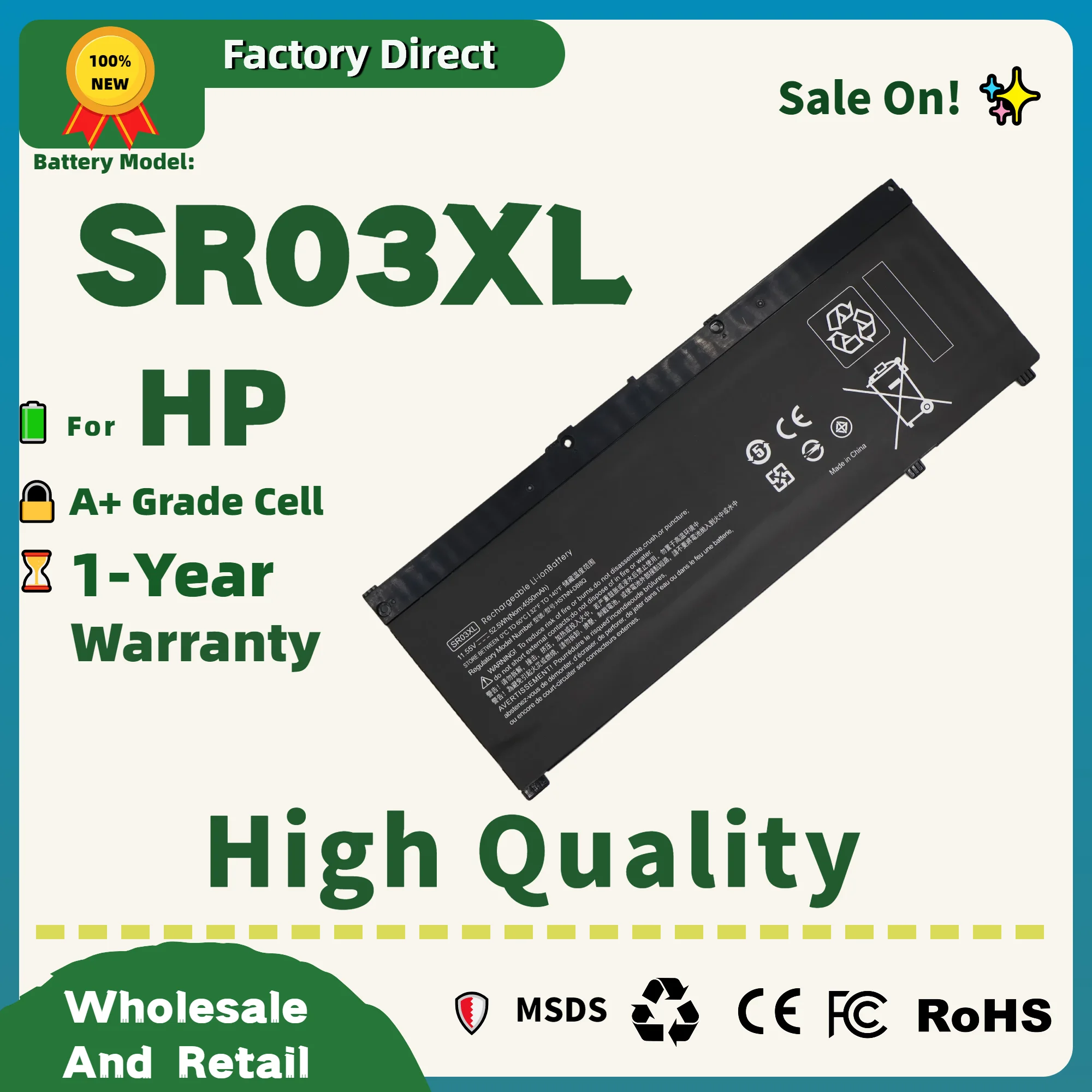 Прямая продажа с фабрики! SR03XL L08934-2B1 L08855-855 Аккумулятор для ноутбука HP OMEN 15-CE, 17-CB0052TX Pavilion Gaming 15-CX0096TX, CX0006NT
Прямая продажа с фабрики! SR03XL L08934-2B1 L08855-855 Аккумулятор для ноутбука HP OMEN 15-CE, 17-CB0052TX Pavilion Gaming 15-CX0096TX, CX0006NT