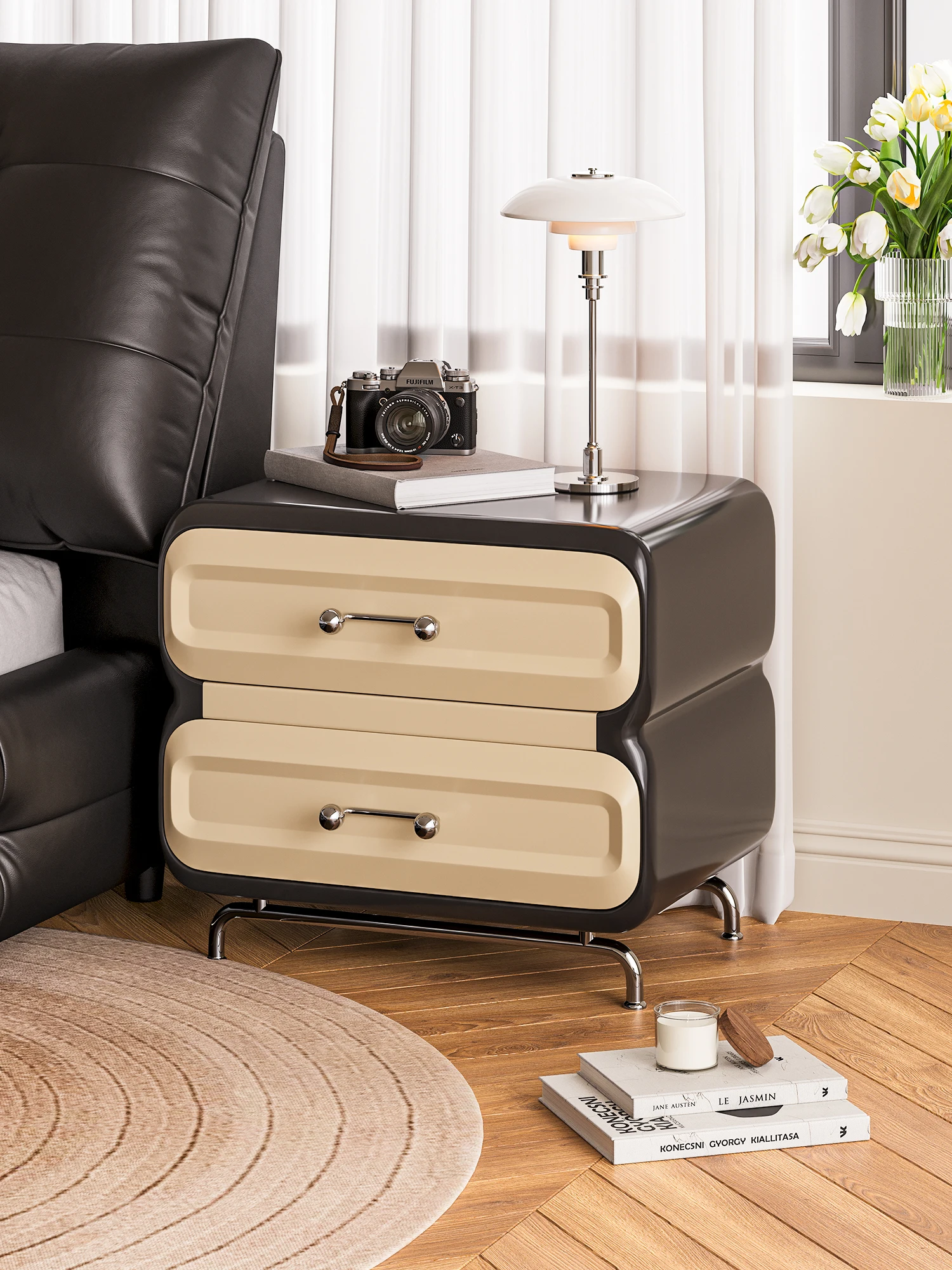 Modern minimalist design contrasting color bedside table small apartment living room bedroom bedside locker
Modern minimalist design contrasting color bedside table small apartment living room bedroom bedside locker