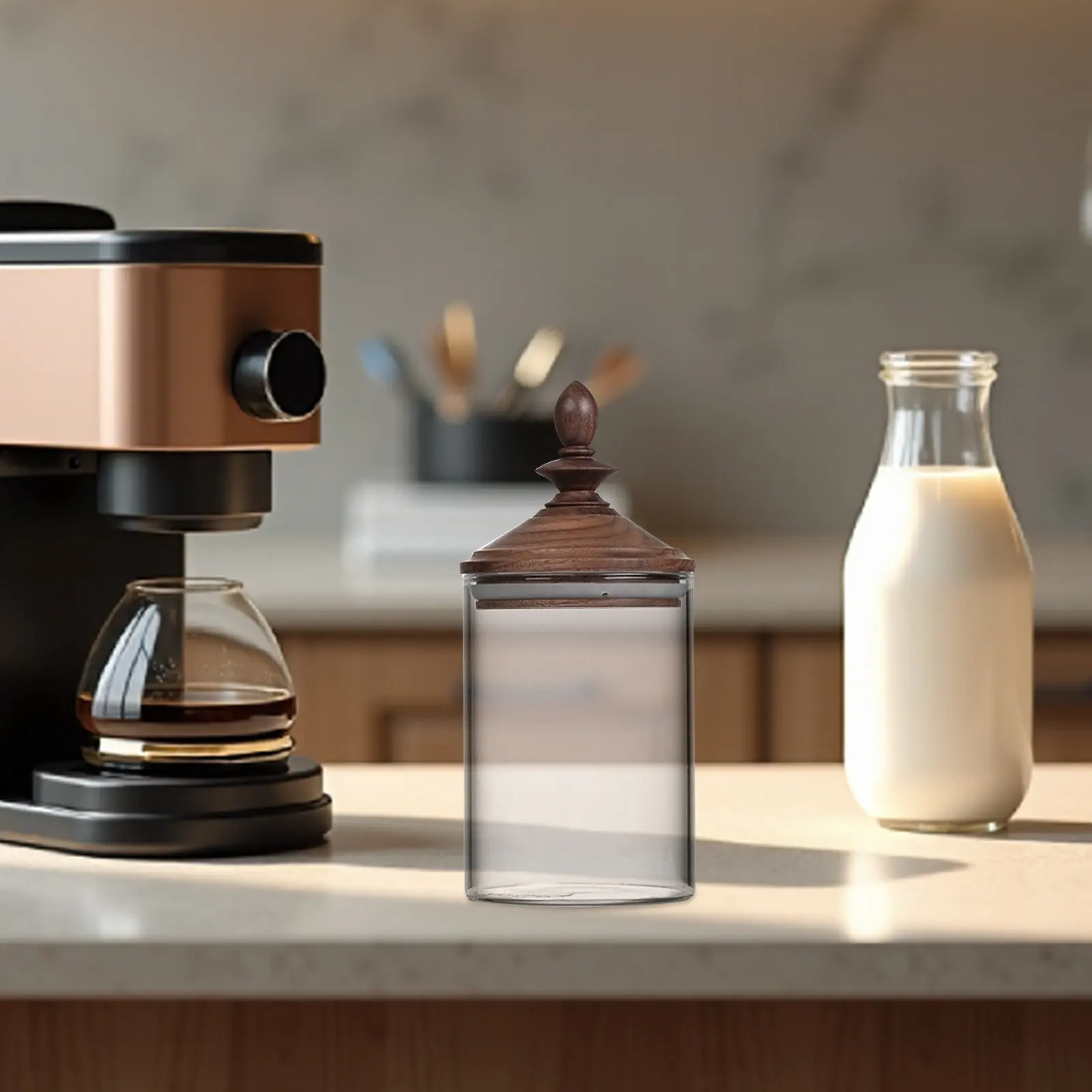 Glass Canister Clear Sealed Jar Black Walnut Wood Lid Decorative Kitchen Storage Glass Jar Airtight Container Tea Coffee
Glass Canister Clear Sealed Jar Black Walnut Wood Lid Decorative Kitchen Storage Glass Jar Airtight Container Tea Coffee