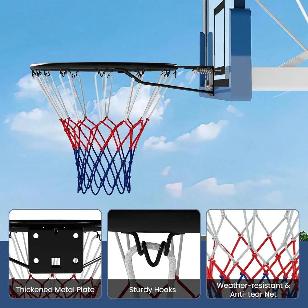 Outdoor Wall-Mounted Basketball Hoop with Weather-Resistant Net, Suitable for Indoor and Outdoor Use
Outdoor Wall-Mounted Basketball Hoop with Weather-Resistant Net, Suitable for Indoor and Outdoor Use