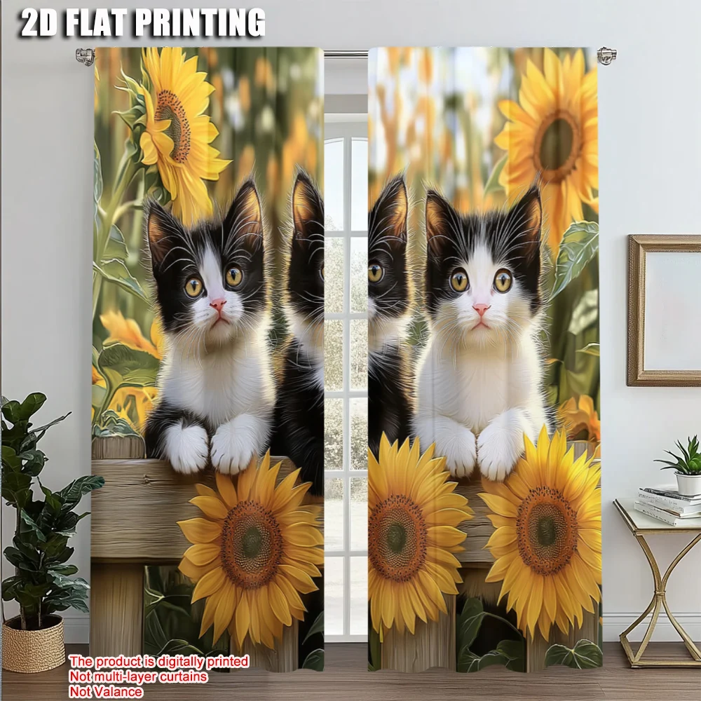 2pcs, Curtain Popular 2D print Charming Cat & Sunflower 100% Polyester (without rod) Home Decor Perfect for Living Room, Home
2pcs, Curtain Popular 2D print Charming Cat & Sunflower 100% Polyester (without rod) Home Decor Perfect for Living Room, Home