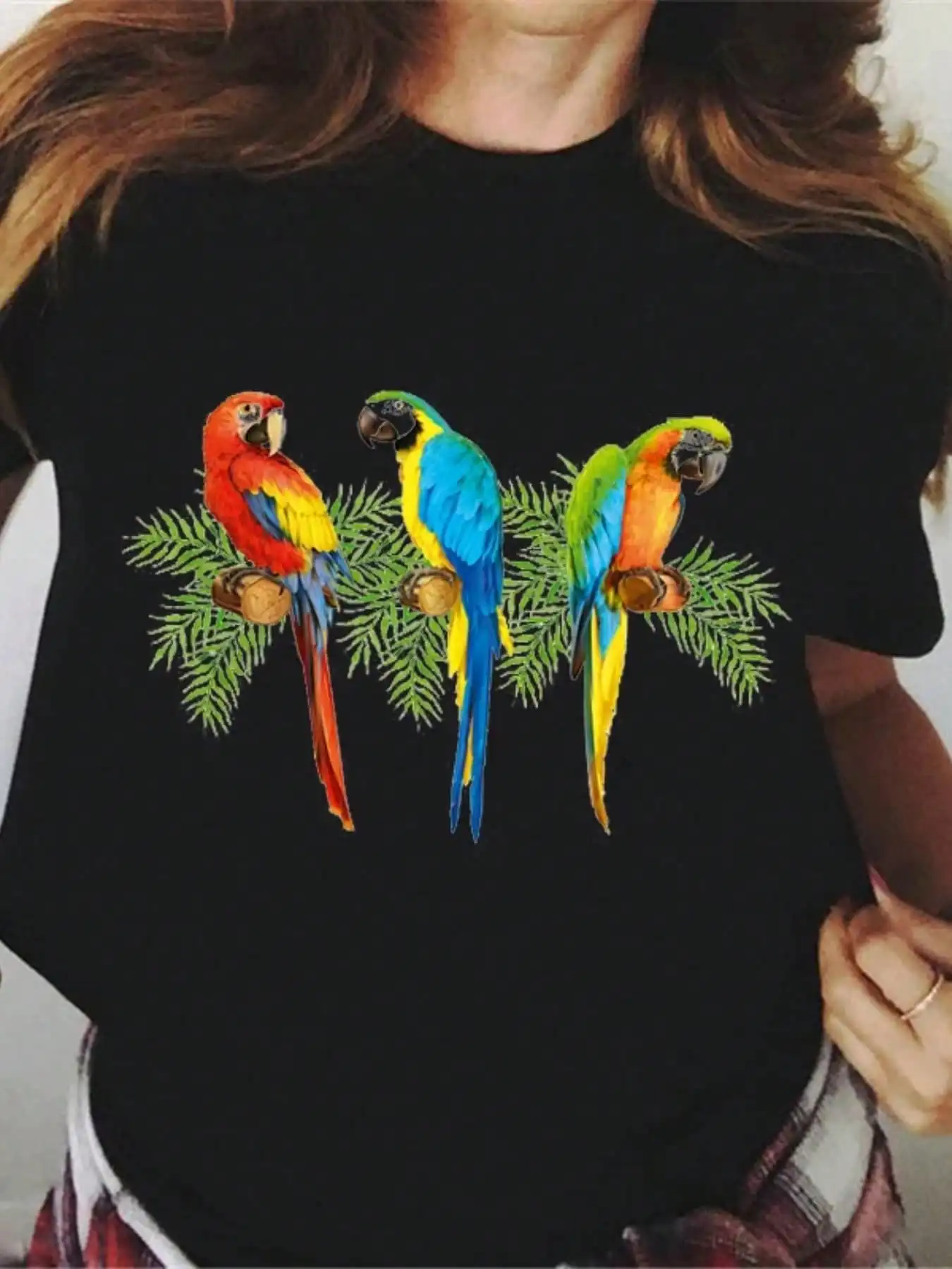 Colorful Parrot With Tropical Flowers Print T Shirt Wo Atiels Bird Black Tshirt Femme Kawa Clothes Female T-Shirt Tops.Jpg
Colorful Parrot With Tropical Flowers Print T Shirt Wo Atiels Bird Black Tshirt Femme Kawa Clothes Female T-Shirt Tops.Jpg