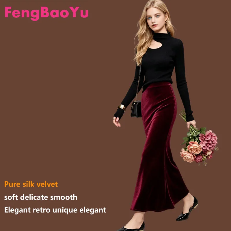 High-end 100% Silk Velvet Women's Half-Dress High-Waist Elegant Long A-line Floor-Length Fish-Tail Dress Business Casual Style
High-end 100% Silk Velvet Women's Half-Dress High-Waist Elegant Long A-line Floor-Length Fish-Tail Dress Business Casual Style