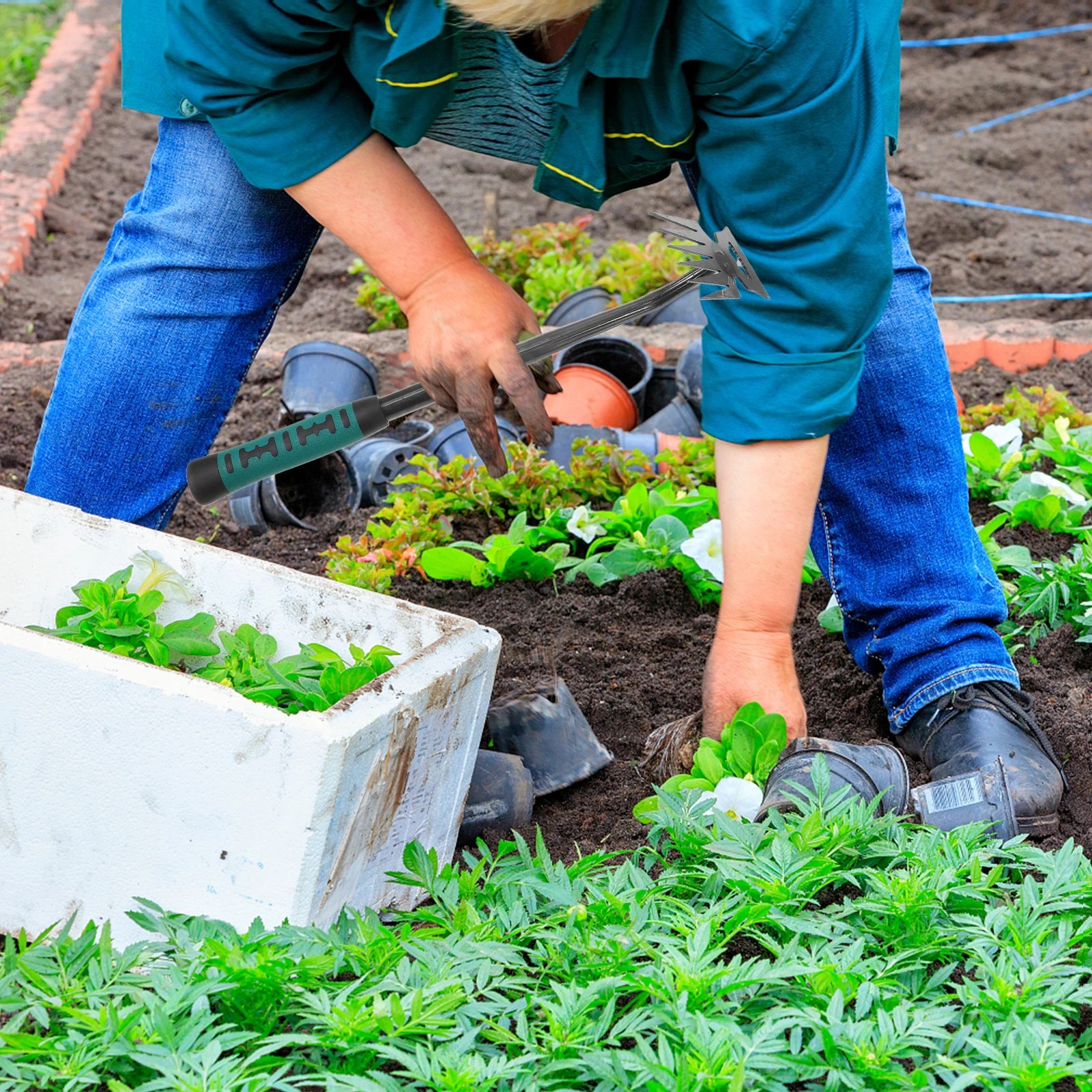 Durable Hand Weeder 6 Teeth Rubber Handle Garden Multi Function Weeding Tool Puller Fork Hoe For Lawn Park Gardening 
Durable Hand Weeder 6 Teeth Rubber Handle Garden Multi Function Weeding Tool Puller Fork Hoe For Lawn Park Gardening