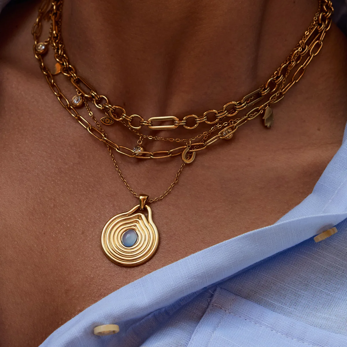 Blue Pink Natural Stone Metal Pendant Necklace Stainless Steel Daily Wear Jewelry Waterproof Fashion Necklace wholesale
Blue Pink Natural Stone Metal Pendant Necklace Stainless Steel Daily Wear Jewelry Waterproof Fashion Necklace wholesale