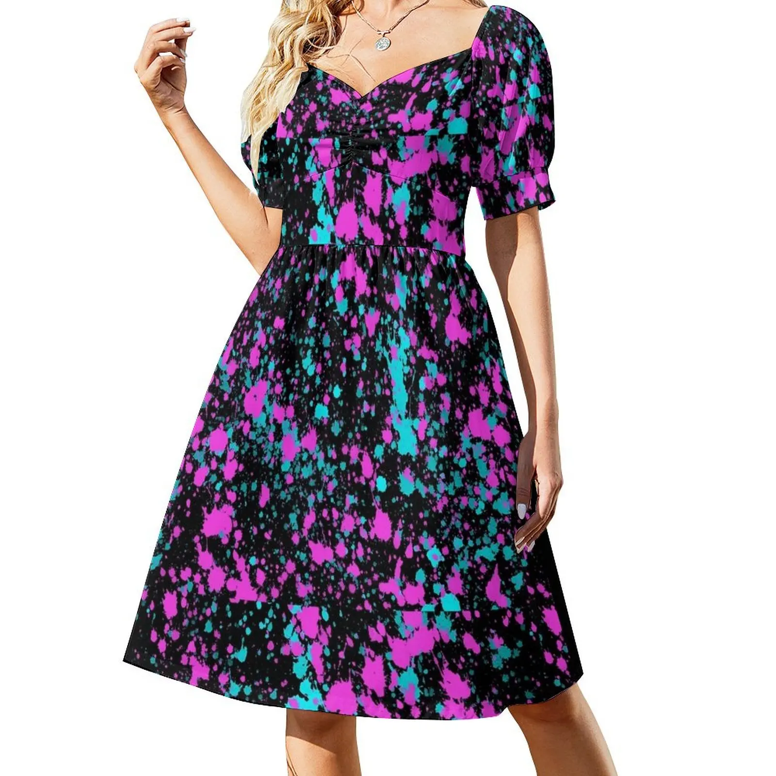 Pink & Blue Teal Neon Paint Splatters Short-Sleeved Dress dresses for woman 2025 beach dress women party dresses
Pink & Blue Teal Neon Paint Splatters Short-Sleeved Dress dresses for woman 2025 beach dress women party dresses
