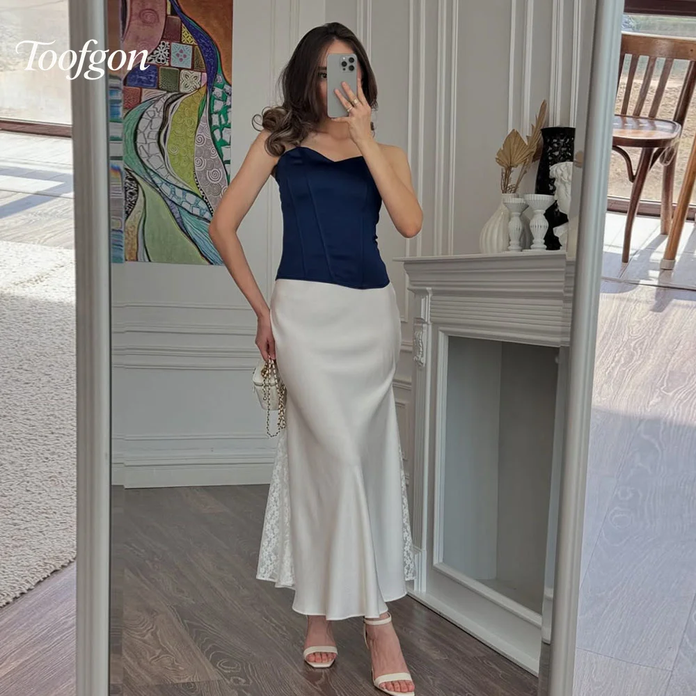 Toofgon Blue Ivory Sweetheart Prom Gowns Customized Sleeveless Satin Women Ankle Formal Special Occasion Party Dress
Toofgon Blue Ivory Sweetheart Prom Gowns Customized Sleeveless Satin Women Ankle Formal Special Occasion Party Dress