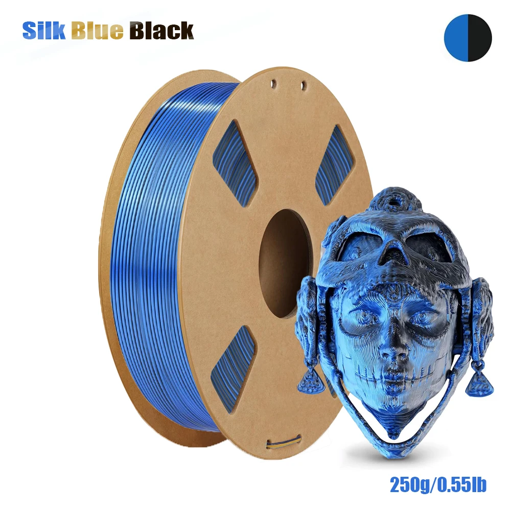 Silk Dual Color PLA Filament 1.75mm, Neatly Wound Shiny Texture, ±0.02mm Accuracy, 200g/250g/500g/1000g Spool, Black Blue
Silk Dual Color PLA Filament 1.75mm, Neatly Wound Shiny Texture, ±0.02mm Accuracy, 200g/250g/500g/1000g Spool, Black Blue