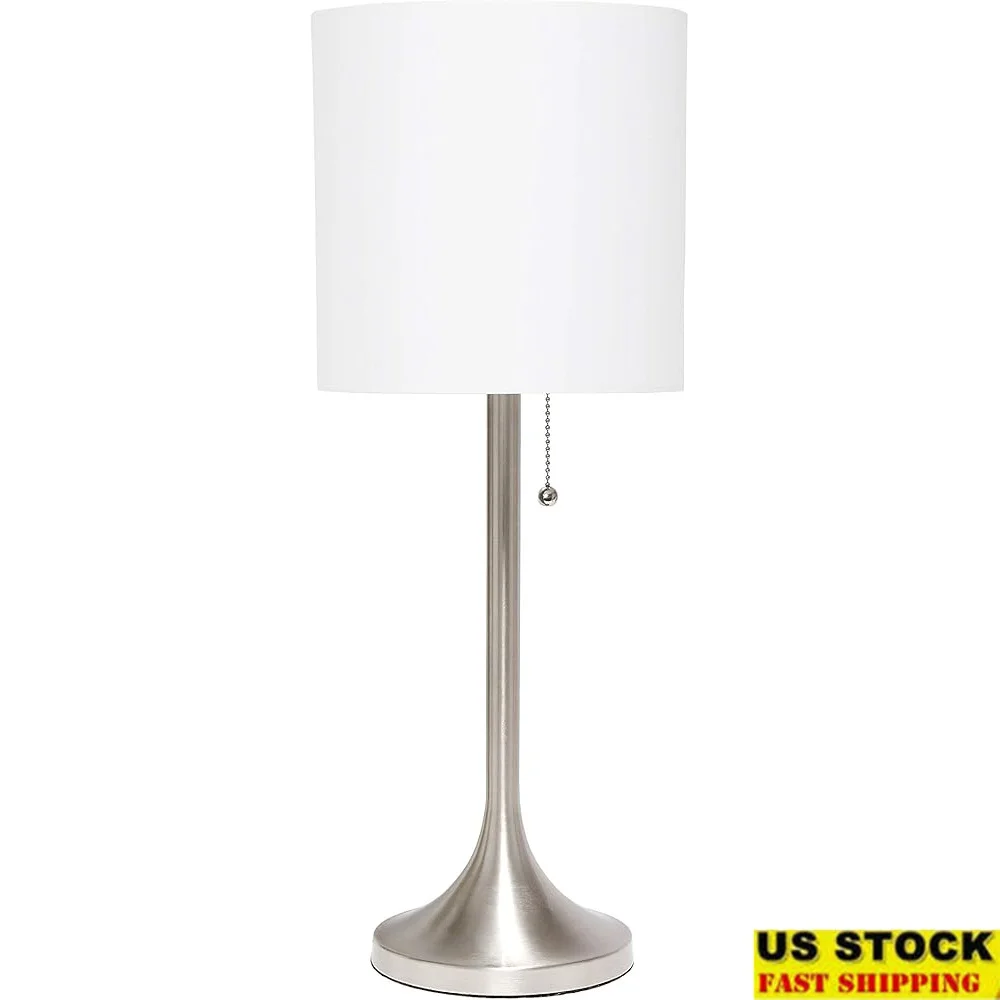 Tapered Fabric Drum Shade Table Lamp Brushed Nickel Metal Base White Shade Pull Chain Switch E26 Bulb Not Included
Tapered Fabric Drum Shade Table Lamp Brushed Nickel Metal Base White Shade Pull Chain Switch E26 Bulb Not Included