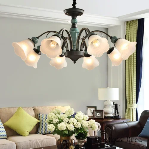 American retro ceramic chandelier living room dining room bedroom European luxury creative flower glass chandelier
American retro ceramic chandelier living room dining room bedroom European luxury creative flower glass chandelier