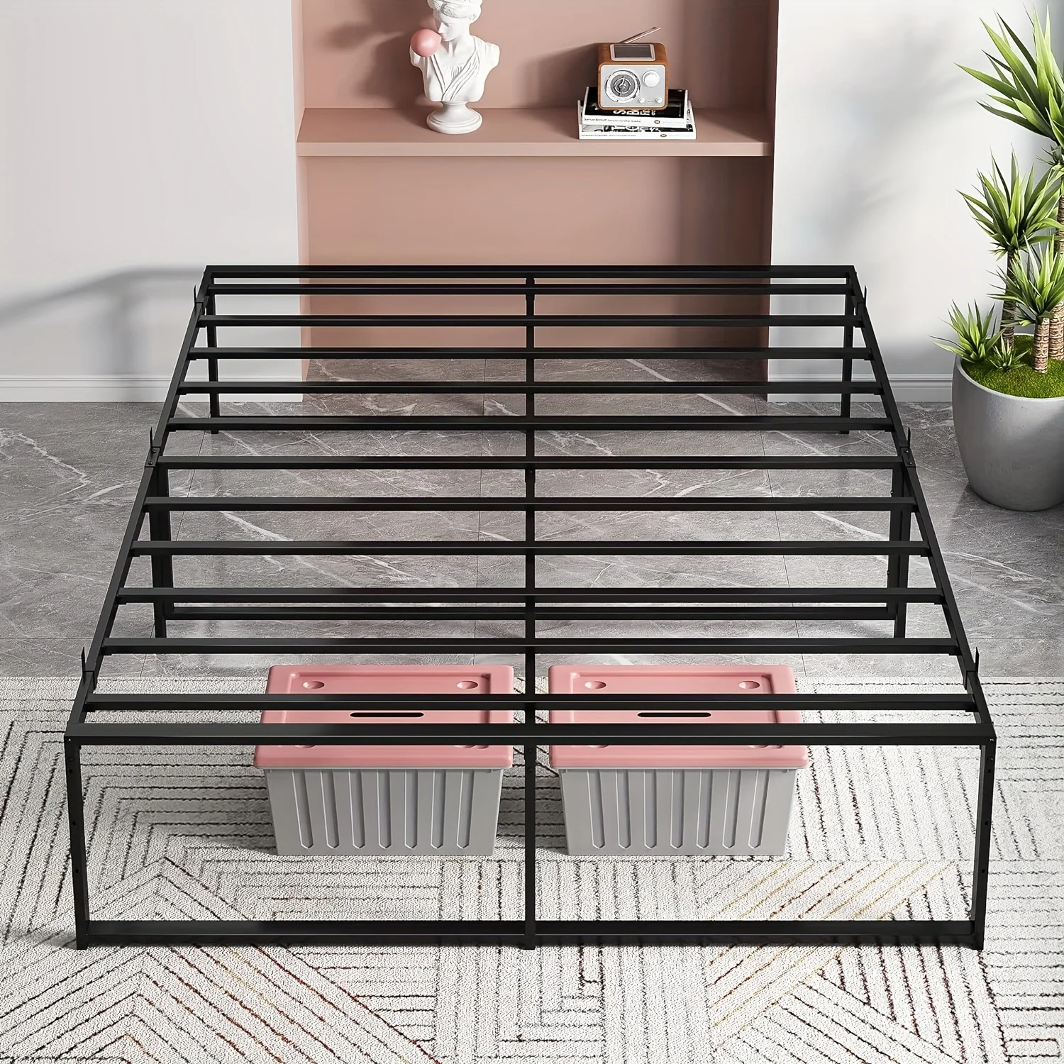 1pc Sturdy Steel Platform Bed Frame - Dual-Size Convenience, Integrated Support Slats, No Box Spring Needed, Quick Assembly, Sle
1pc Sturdy Steel Platform Bed Frame - Dual-Size Convenience, Integrated Support Slats, No Box Spring Needed, Quick Assembly, Sle