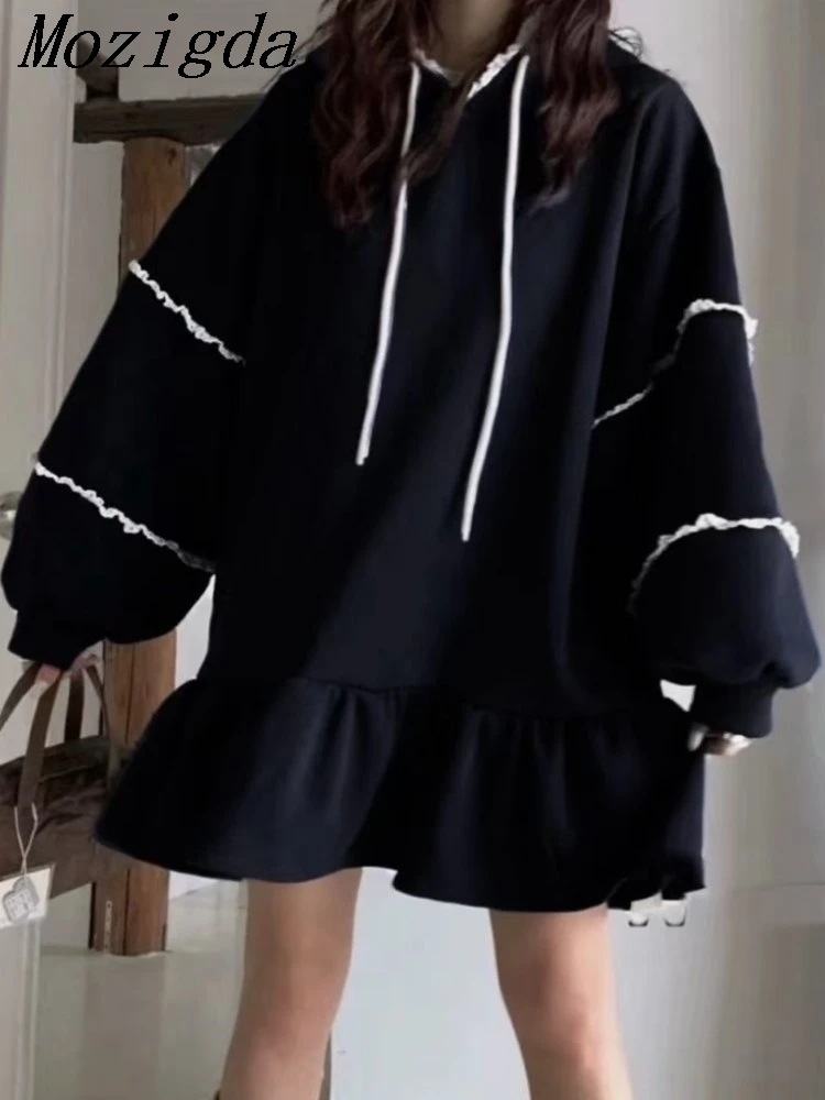 autumn winter Hoodod dress women Korean velvet lace edge splicing loose A-line hooded sweatshirt ladies dresses vestidos
autumn winter Hoodod dress women Korean velvet lace edge splicing loose A-line hooded sweatshirt ladies dresses vestidos