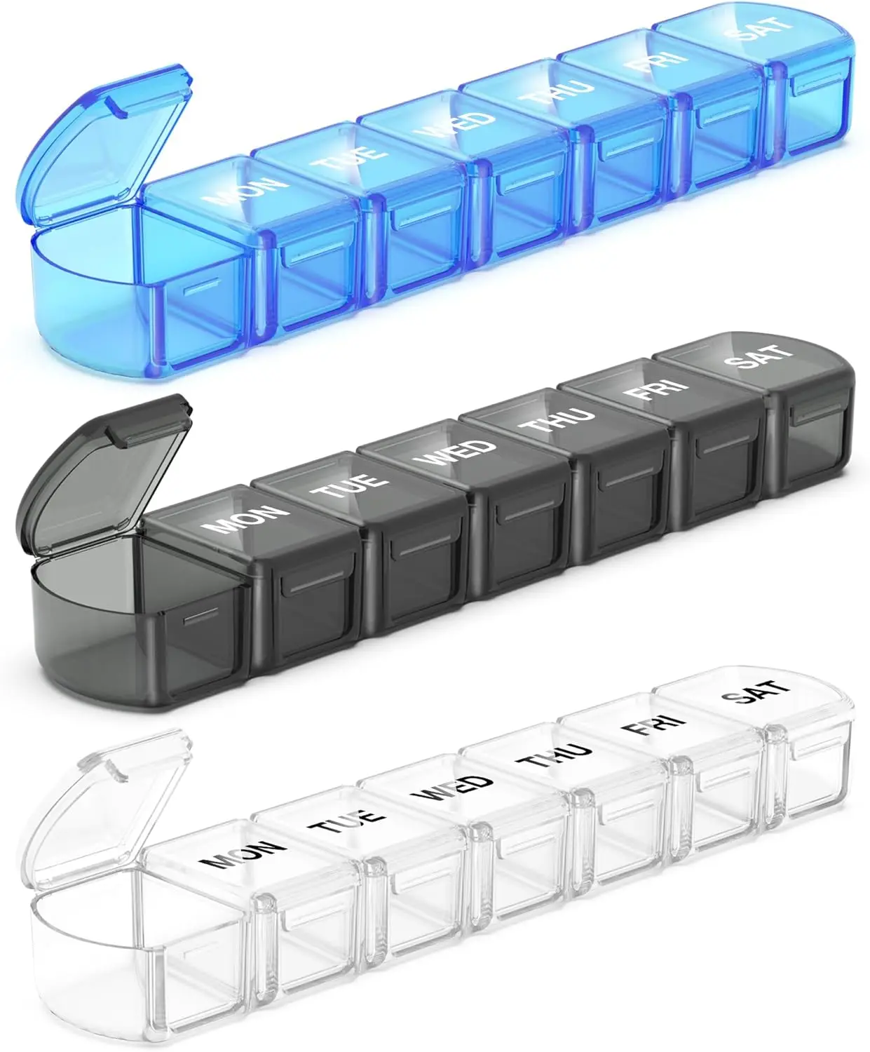 Extra Large Pill Organizer 3 Pack, XL Weekly Pill Case 7 Day, Jumbo Capacity, BPA Free (Black/White/Blue)
Extra Large Pill Organizer 3 Pack, XL Weekly Pill Case 7 Day, Jumbo Capacity, BPA Free (Black/White/Blue)
