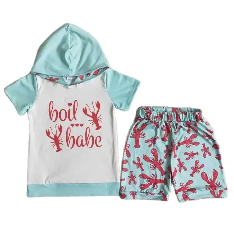 2023 Baby Western Boy New Design RTS Light Blue Lobsters Print Short Sleeves Hooded Shirt Shorts Daily Wearing Fashion For Child
2023 Baby Western Boy New Design RTS Light Blue Lobsters Print Short Sleeves Hooded Shirt Shorts Daily Wearing Fashion For Child