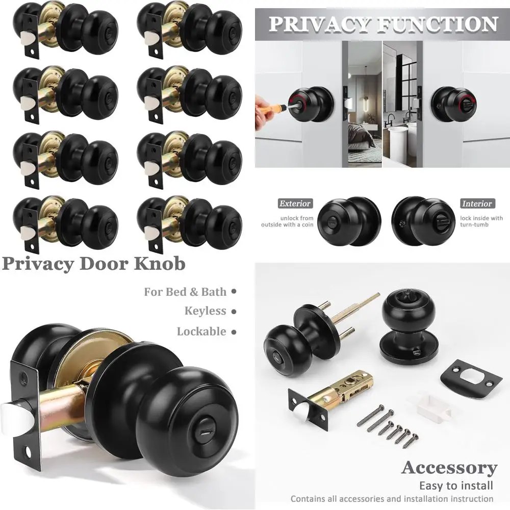 Набор дверных ручек без ключа, круглые ручки из 8 штук с поворотным замком для большого пальца, набор внутренних/внешних замков для домашней безопасности
Набор дверных ручек без ключа, круглые ручки из 8 штук с поворотным замком для большого пальца, набор внутренних/внешних замков для домашней безопасности