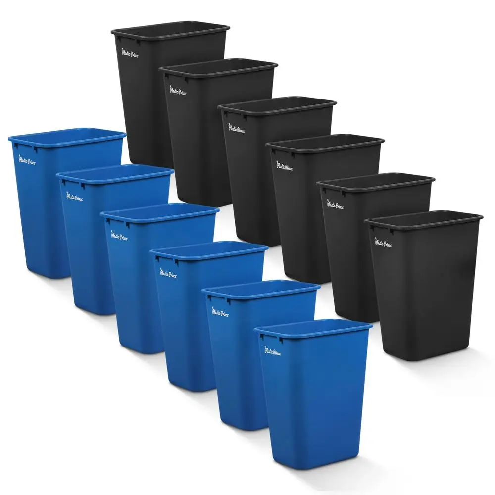 12-Pack 40 Qt Blue & Black Plastic Trash Cans, Ideal for Kitchen, Bathroom, and Office, 19.9H x 15.7W x 11.3D
12-Pack 40 Qt Blue & Black Plastic Trash Cans, Ideal for Kitchen, Bathroom, and Office, 19.9H x 15.7W x 11.3D