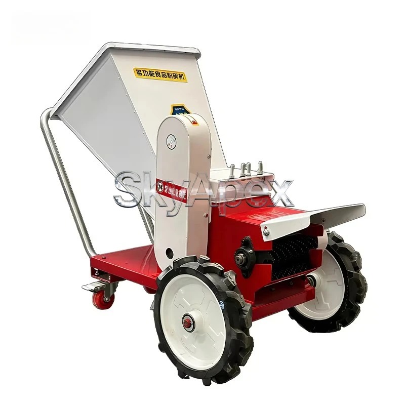 3KW Multifunctional Grass Cutter with 4 Titanium Alloy Blades Portable Trolley Design for Dry Wet Fodder Processing